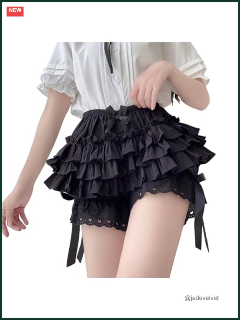 Womens Ruffle Bloomer Shorts Lolita Frilly Seersucker Loose Fit
